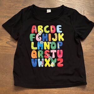 SHEIN Black Kids T-Shirt with Colorful Alphabet Design